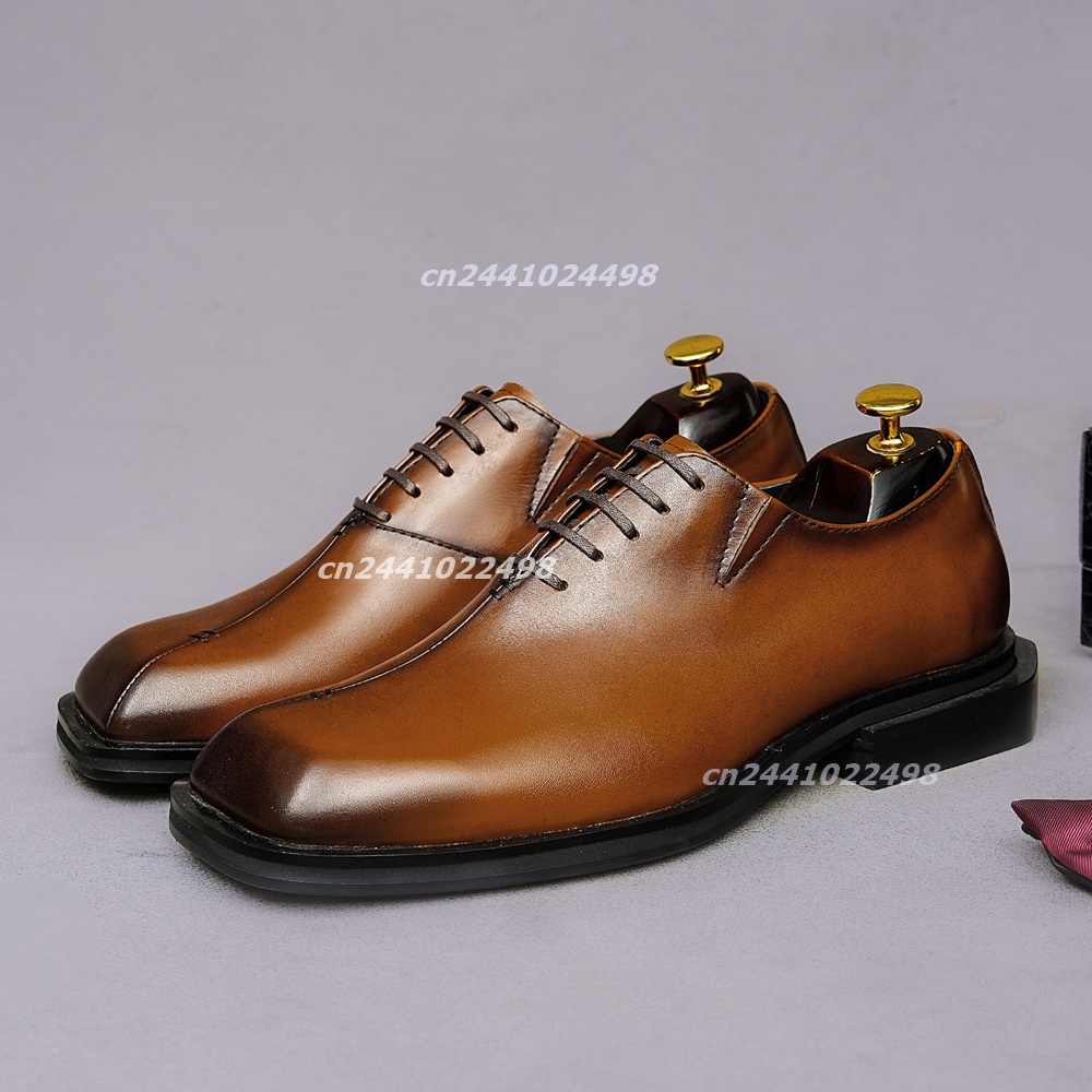 남성용 수제 사각 앞코 브라운 가죽 옥스퍼드 슈즈, 두 - Leather Shoe Polish 리뷰 및 가격